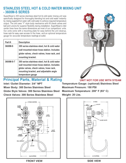 Hot & Cold Water Mixing Station - Super Klean 3600