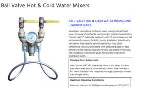 Hot and Cold Water Mixing Station with Globe or Ball Valves in Bronze or Stainless Steel