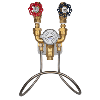 Hot and Cold Water Mixing Station with Globe or Ball Valves in Bronze or Stainless Steel - Super Klean