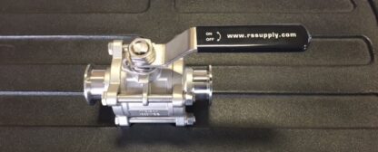 R&S Sanitary Stainless Steel 3 piece ball Valve with Tri Clamp Ends - Image 2